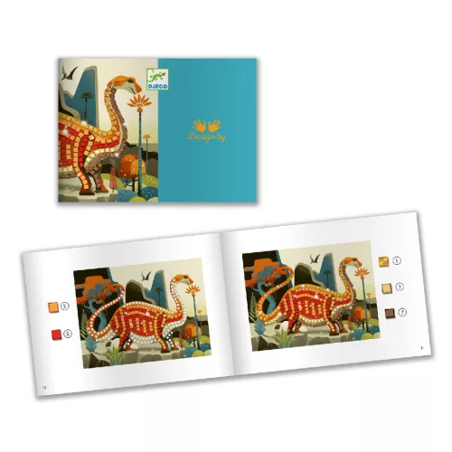 Djeco Mozaikkép készítés - Dínók - Dinosaurs, 3–5 év, Többszínű