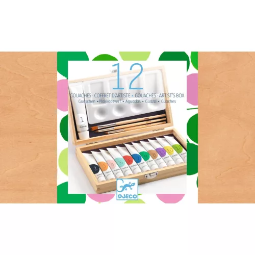 Djeco Művészeti műhely - Festő készlet - 12 Gouaches - Artist’s box, 3–5 év, Többszínű