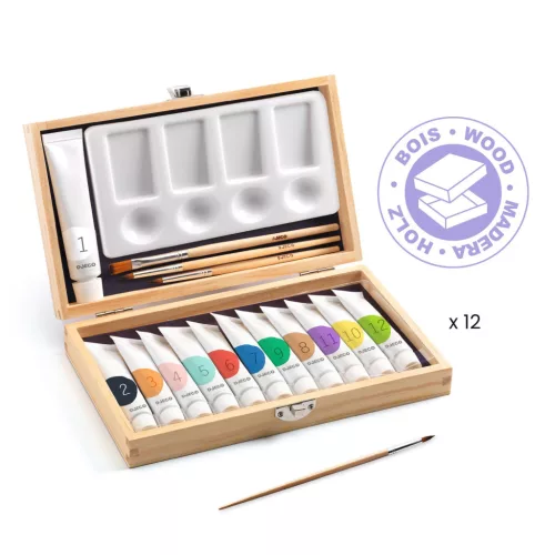 Djeco Művészeti műhely - Festő készlet - 12 Gouaches - Artist’s box, 3–5 év, Többszínű