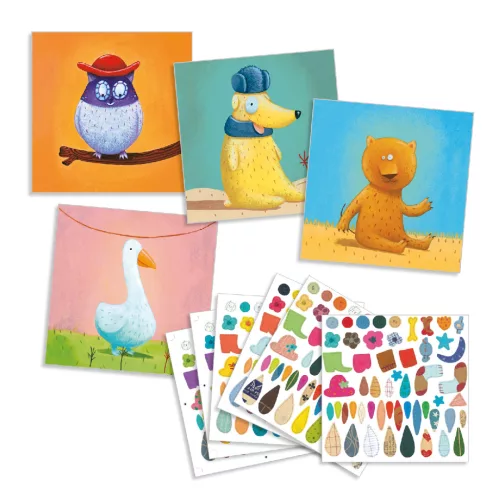 Djeco Matricázó képkészítés - Alkoss állatokat! - Create animals, 3–5 év, Többszínű
