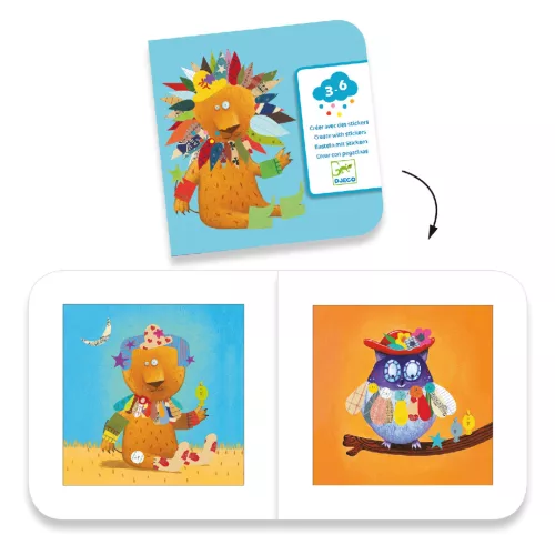 Djeco Matricázó képkészítés - Alkoss állatokat! - Create animals, 3–5 év, Többszínű