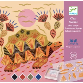 Djeco Kreatív nyomdakészlet - Minták és állatok - Patterns and animals, 3–5 év, Többszínű