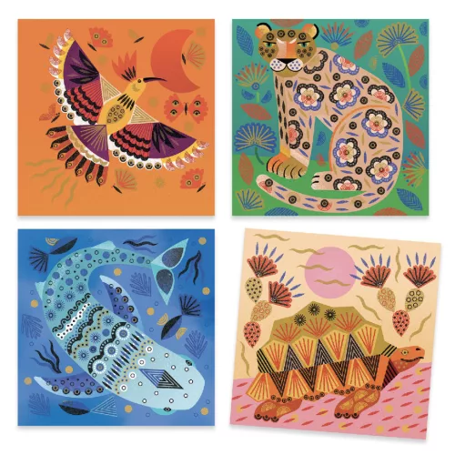 Djeco Kreatív nyomdakészlet - Minták és állatok - Patterns and animals, 3–5 év, Többszínű