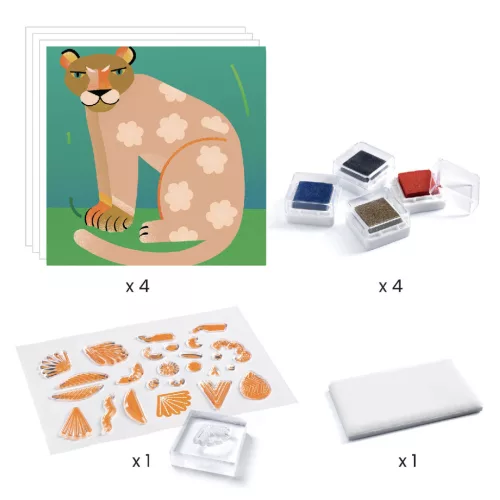 Djeco Kreatív nyomdakészlet - Minták és állatok - Patterns and animals, 3–5 év, Többszínű