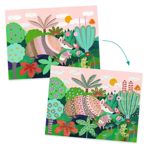 Djeco Művészeti műhely - Festés kiemelkedően - Trópusi erdő - Tropical forest, 3–5 év, Többszínű