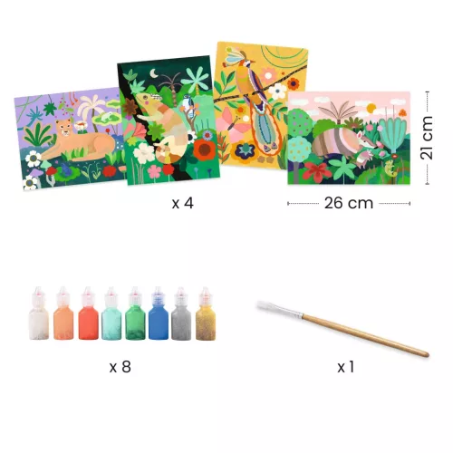 Djeco Művészeti műhely - Festés kiemelkedően - Trópusi erdő - Tropical forest, 3–5 év, Többszínű