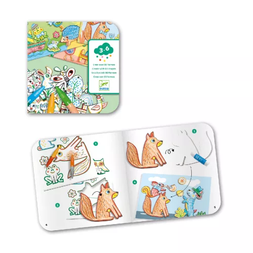 Djeco Kreatív készlet - Kiszínetett meséim állatokkal - A world to create, animals, 3–5 év, Többszínű
