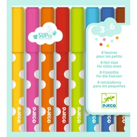 Djeco Kimosható filctoll készlet piciknek - 8 szín - 8 felt-tips for little ones, 3–5 év, Többszínű