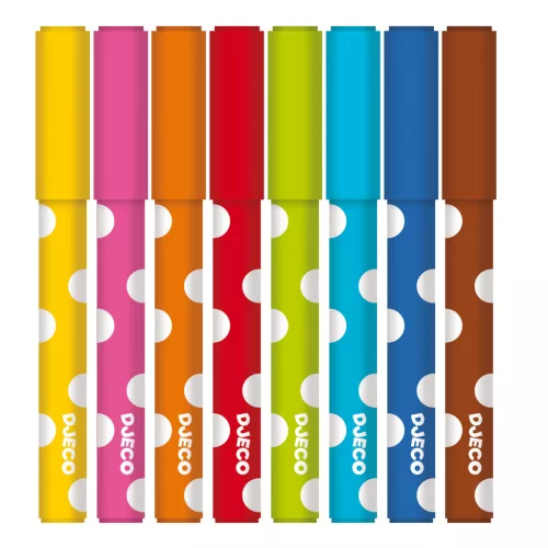 Djeco Kimosható filctoll készlet piciknek - 8 szín - 8 felt-tips for little ones, 3–5 év, Többszínű