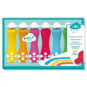 Djeco Marok filc készlet 6 színben - Pontozó színezés - 6 foam markers, 3–5 év, Többszínű