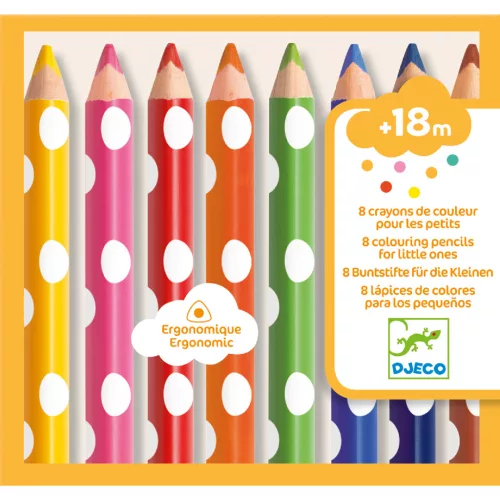 Djeco Színesceruza készlet piciknek - 8 szín - 8 colouring pencils for little ones, 3–5 év, Többszínű