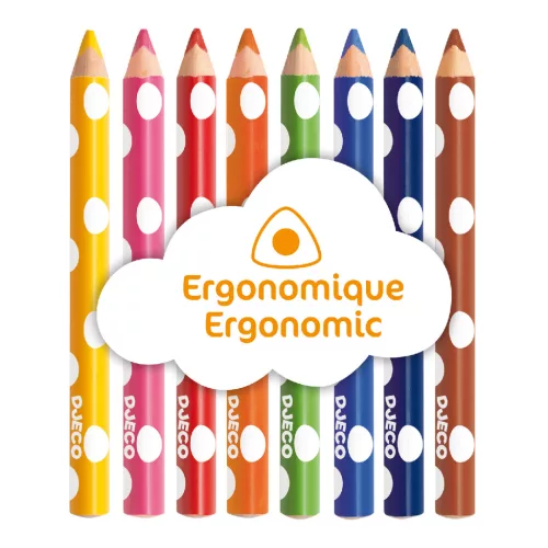 Djeco Színesceruza készlet piciknek - 8 szín - 8 colouring pencils for little ones, 3–5 év, Többszínű