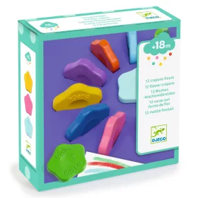 Djeco Marokkréta készlet - 12 színű virágforma - 12 flower crayons for toddlers, 3–5 év, Többszínű