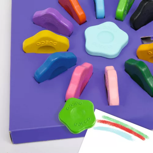Djeco Marokkréta készlet - 12 színű virágforma - 12 flower crayons for toddlers, 3–5 év, Többszínű