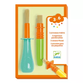 Djeco Marok ecset készlet - 3 féle ügyes ecset gyerekeknek - 3 ingenious paintbrushes, 3–5 év, Többszínű