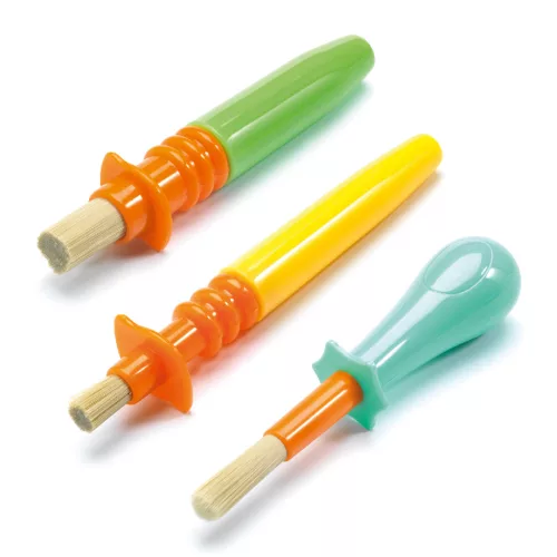 Djeco Marok ecset készlet - 3 féle ügyes ecset gyerekeknek - 3 ingenious paintbrushes, 3–5 év, Többszínű