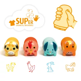 Djeco Nyomdakészlet - Kiskezes - Stamps for little ones - Farm animals, 3–5 év, Többszínű