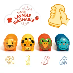 Djeco Nyomdakészlet - Szafari - Stamps for little ones - Safari animals, 3–5 év, Többszínű