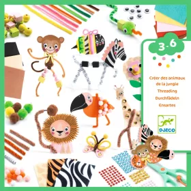 Djeco Kreatív készlet - Vadon élő állatok - Jungle Animal Creation Box, 3–5 év, Többszínű