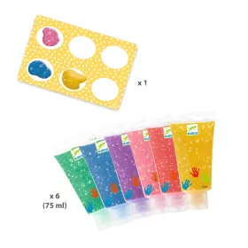 Djeco Ujjfesték - Hat csillámos szín - 6 tubes of finger paint - Glitter, 3–5 év, Többszínű