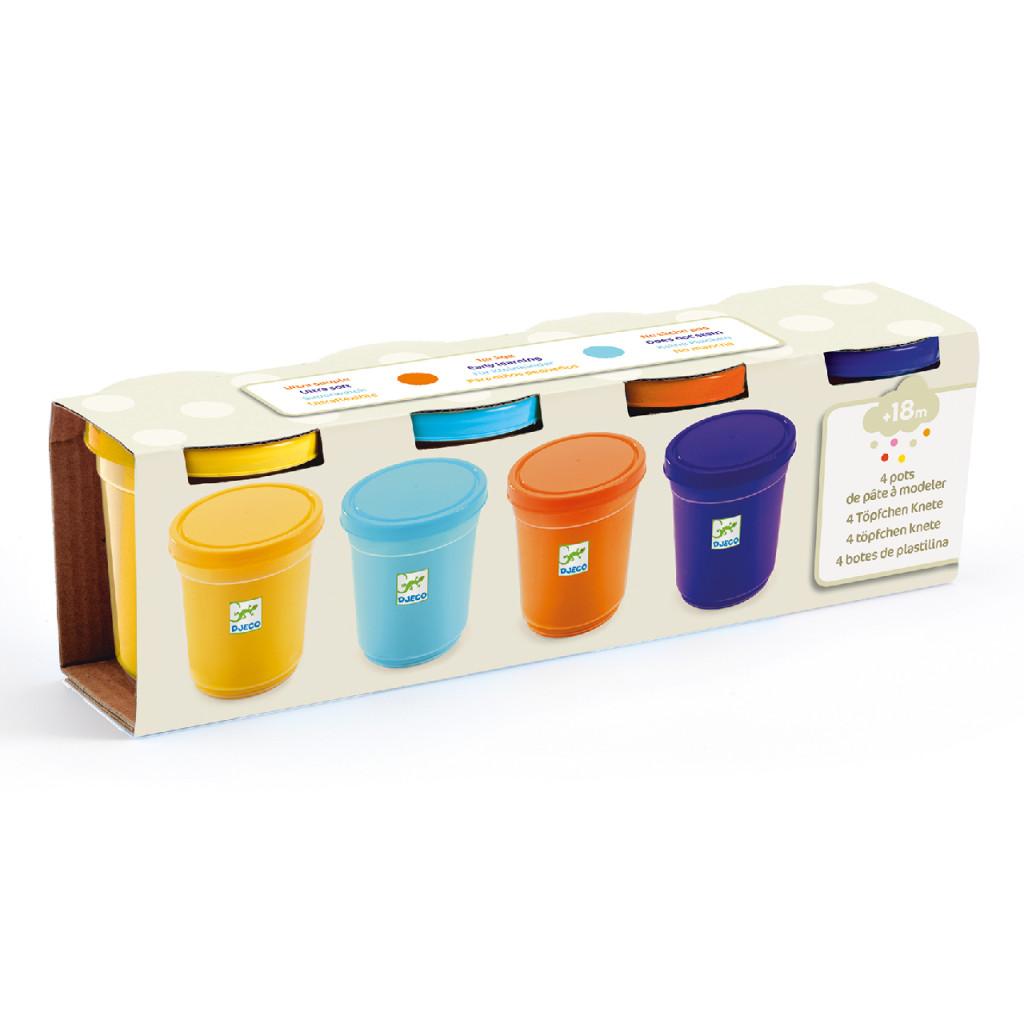 Gyurma - Pillegyurma 4 színben - 4 tubs of play dough, Plain flour – fő nézet