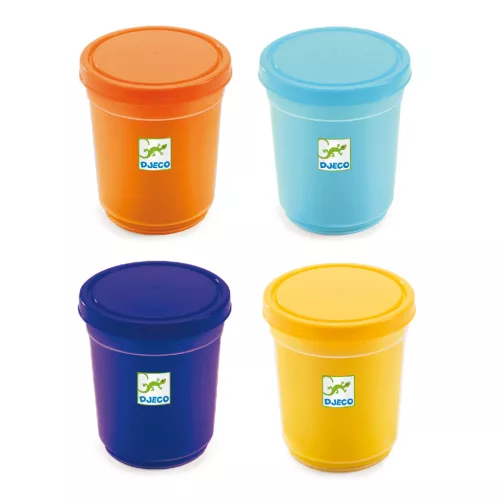 Djeco Gyurma - Pillegyurma 4 színben - 4 tubs of play dough, Plain flour, 3–5 év, Többszínű