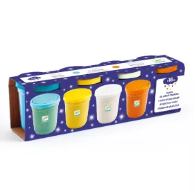 Djeco Gyurma - Pillegyurma, 4 csillámos szín - 4 pots of glittery play dough, 3–5 év, Többszínű