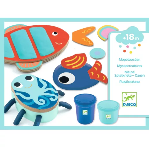 Djeco Gyurmaformázó készlet - Tengeri teremtményeim - Myseacreatures, 3–5 év, Többszínű