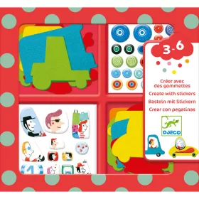 Djeco Matricázó képkészítés - Autós - I love cars, 3–5 év, Többszínű