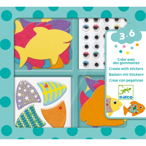 Djeco Matricázó képkészítés - Halacskás - I love fishes, 3–5 év, Többszínű