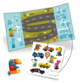 Djeco Matricás foglalkoztató - Autókázás - Cars, 3–5 év, Többszínű
