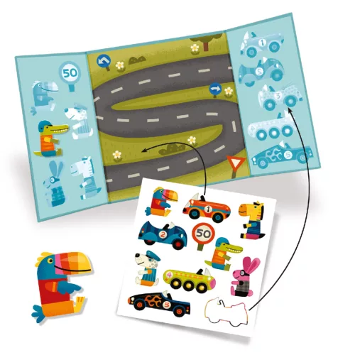 Djeco Matricás foglalkoztató - Autókázás - Cars, 3–5 év, Többszínű