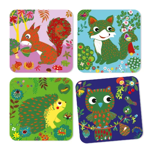 Djeco Karckép technika - Állat-élet - Country creatures, 3–5 év, Többszínű