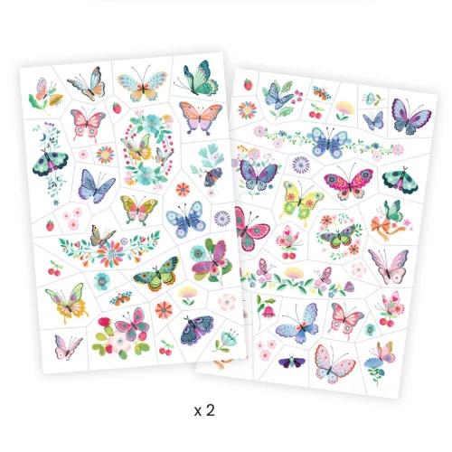 Djeco Tetováló matricák - Álompillangók - Dream butterflies, 3–5 év, Többszínű