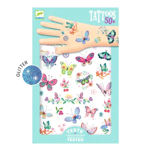 Djeco Tetováló matricák - Álompillangók - Dream butterflies, 3–5 év, Többszínű