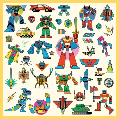 Djeco Matricák - Robotok - Robots, 3–5 év, Többszínű