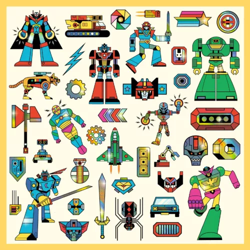 Djeco Matricák - Robotok - Robots, 3–5 év, Többszínű