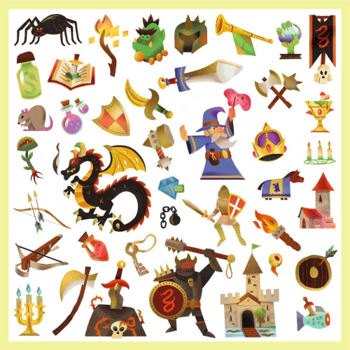 Djeco Matricák - Középkori fantáziavilág - Medieval fantasy, 3–5 év, Többszínű