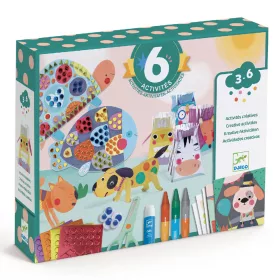 Djeco Kreatív műhely - 6 technika 1 dobozban - Állat élet - Animal houses, 3–5 év, Többszínű