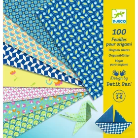 Djeco Origami 100 lapos készlet - Nyár, 10 x10 grafikával - Natsu, 3–5 év, Többszínű