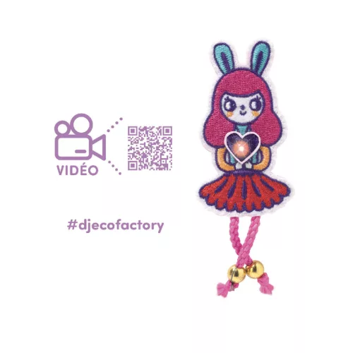 Djeco E-textil műhely - Nyuszilány kitűző - Brooch - Bunny girl, 3–5 év, Többszínű