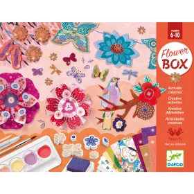 Djeco Kreatív műhely - 6 technika 1 dobozban - Virágos kert - Flower Box, 3–5 év, Többszínű