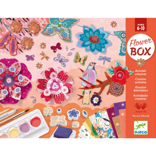 Djeco Kreatív műhely - 6 technika 1 dobozban - Virágos kert - Flower Box, 3–5 év, Többszínű