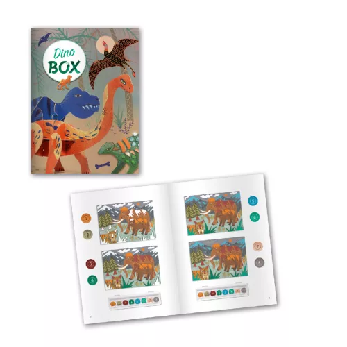 Djeco Kreatív műhely - 6 technika 1 dobozban - Dinoszauruszok világa - Dino Box, 6–8 év, Többszínű
