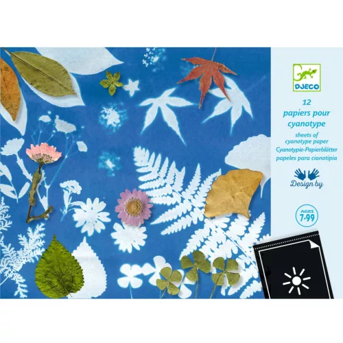 Djeco Művészeti műhely - Papírok a Cianotípia technikához - Cyanotype Paper, 3–5 év, Többszínű