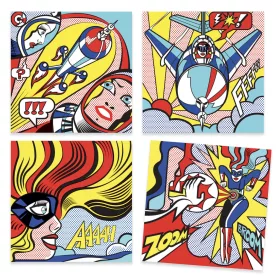 Djeco Művészeti műhely - Szuperhősök - Inspired by Roy Lichtenstein - Superheroes, 3–5 év, Piros