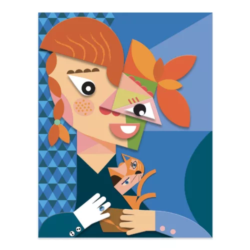 Djeco Művészeti műhely - Kockafejek - Inspired by Pablo Picasso - Square Heads, 3–5 év, Piros