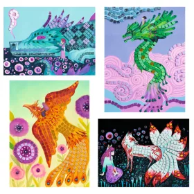 Djeco Mozaikkép készítés - Mítikus lények - Mythical Creatures, 3–5 év, Többszínű