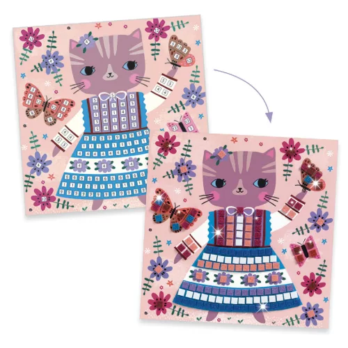 Djeco Mozaikkép készítés - Édes háziállatok - Lovely pets, 3–5 év, Többszínű