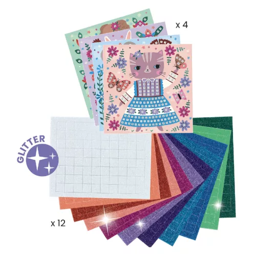Djeco Mozaikkép készítés - Édes háziállatok - Lovely pets, 3–5 év, Többszínű